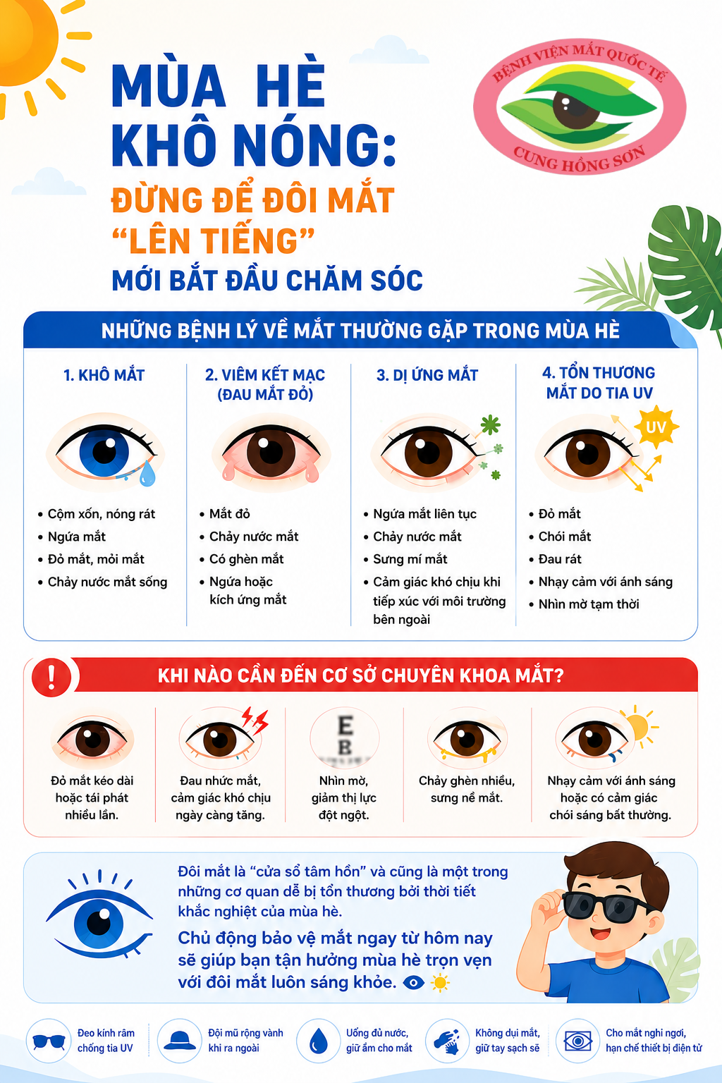 CÁC BỆNH LÝ VỀ MẮT THƯỜNG GẶP TRONG MÙA HÈ