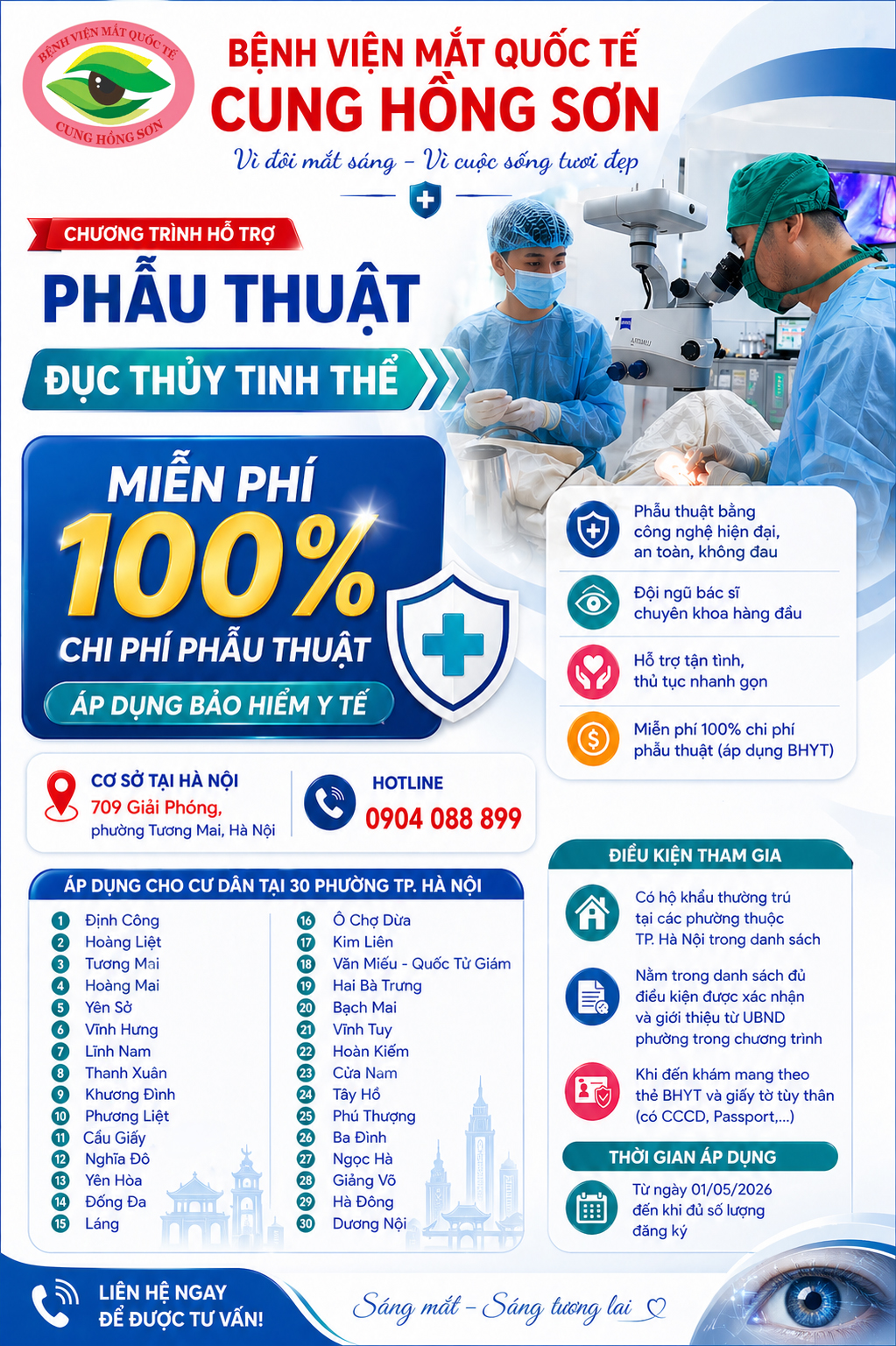💖700 CA MIỄN PHÍ 100% MỔ ĐỤC THỦY TINH THỂ TẠI CÁC PHƯỜNG THUỘC TP. HÀ NỘI 💖
